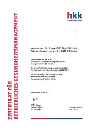 Zertifikat für Betriebliches Gesundheitsmanagement