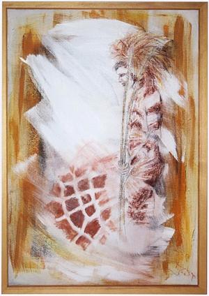 Acrylbild aus der Ausstellung "Afrika - dunkel lockende Welt" von Julia Stegemann-Trede